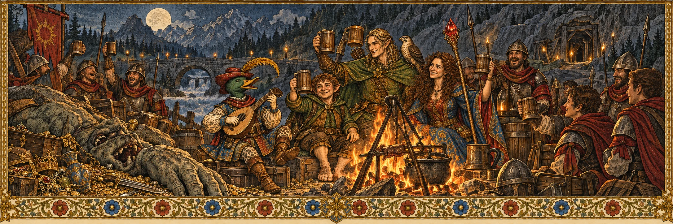 Ein Feuer vor den Bergen